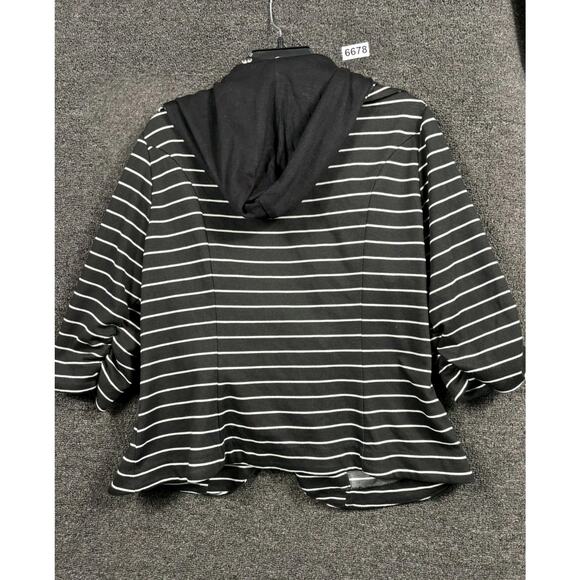 Torrid Knit Blazer Jacket Womens Size 1X Black White Stripe Hooded - Picture 2 of 6